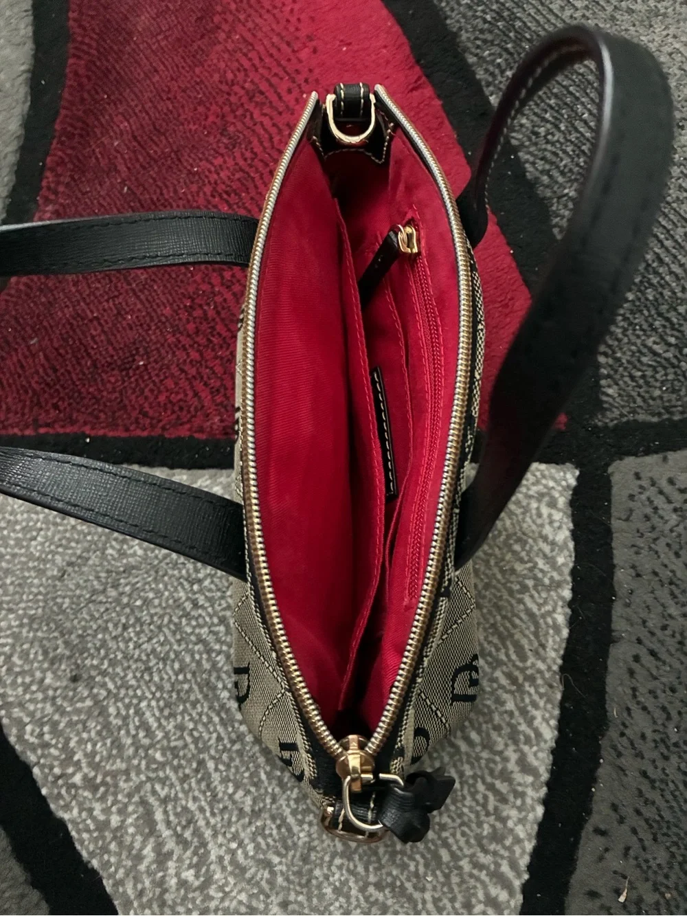 Dooney & Bourke Black and Brown Monogram Satchel